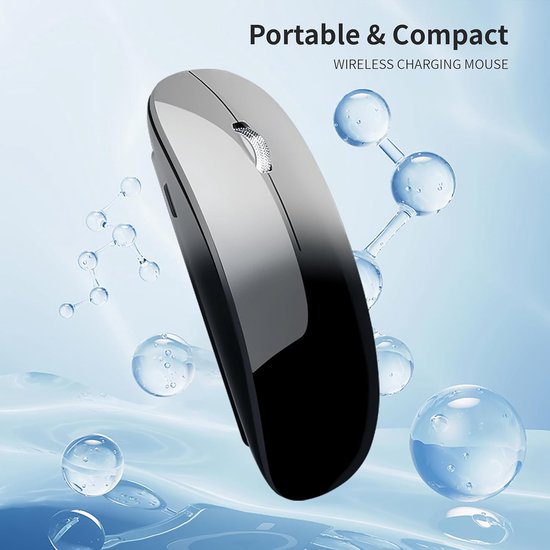Draadloze Bluetooth Muis, BT5.0/5.1+2.4G Type C Oplaadbare Draadloze, Ergonomische Draagbare Muis voor Laptop, PC, Android, MacBook-Grijs en Zwart — afbeelding 2