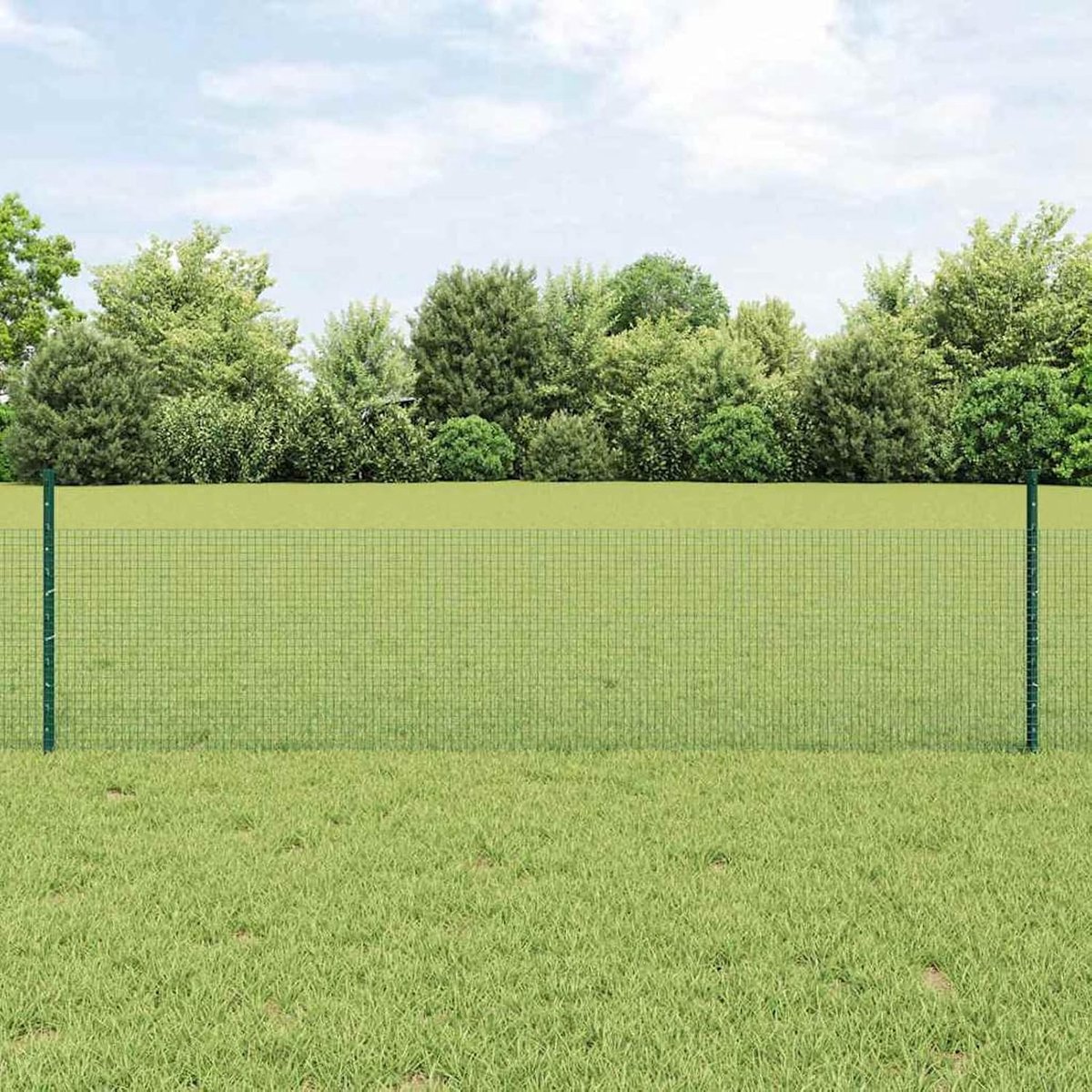 Gelaste draadomheining met 22 U-stangen, groen, 0,5 x 50 m staal, tuinhek, draadomheining voor hekken, groentebedden, kippenren, weideperceel, 3336503