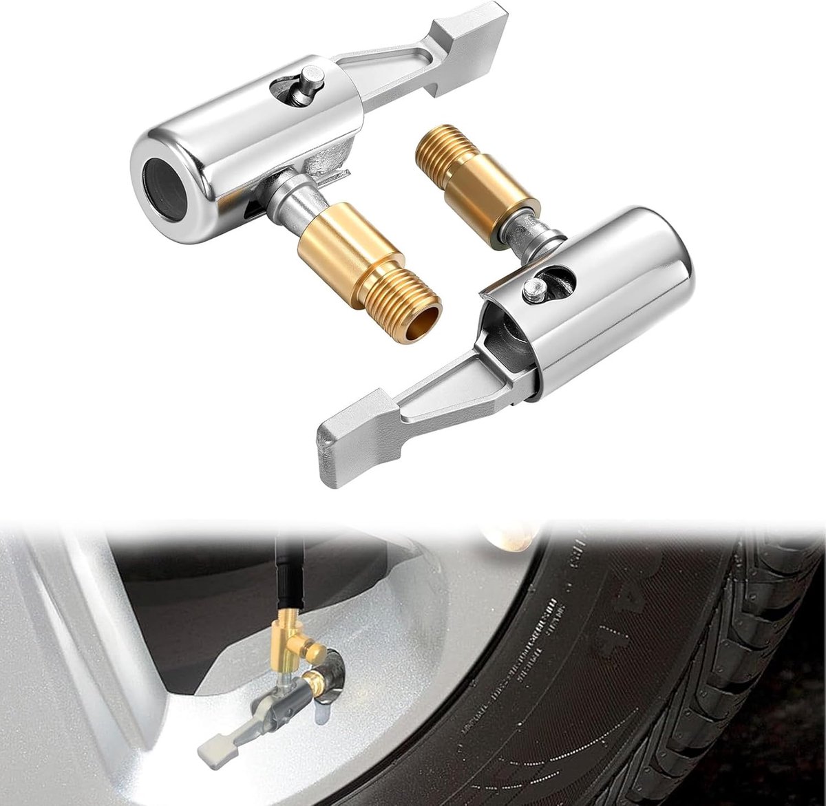 2 stuks banden luchtklauwen, vergrendeling op luchtklem, bandeninflatie accessoires, bandeninflator adapter voor motorfietsen, fiets, vrachtwagen
