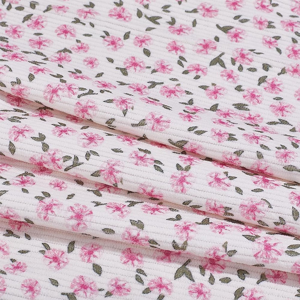 Stof met roze bloemen, 601 cm, vintage stretch corduroy stof (2) m stof voor het maken van jurken