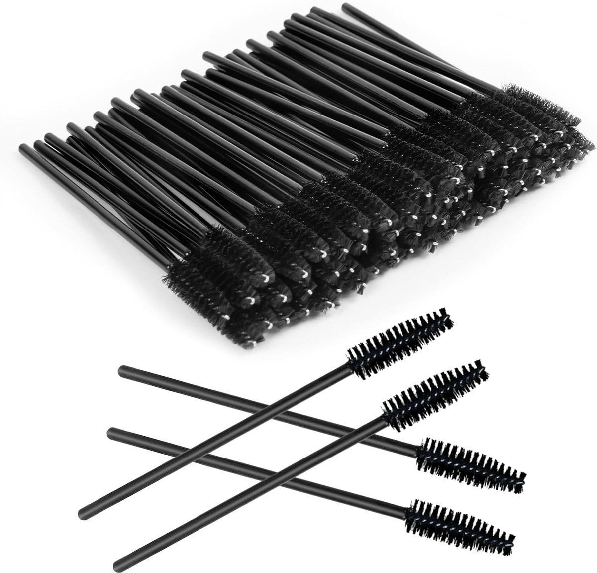 200ST Wegwerp Wimper Borstels, Mascara Wimper Toverstokken Borstels Spoolies Spoolies Wenkbrauw Zwart Mascara Toverstokken Wenkbrauw Spoolie Ricinus Wimper Extensie Borstel Applicator voor