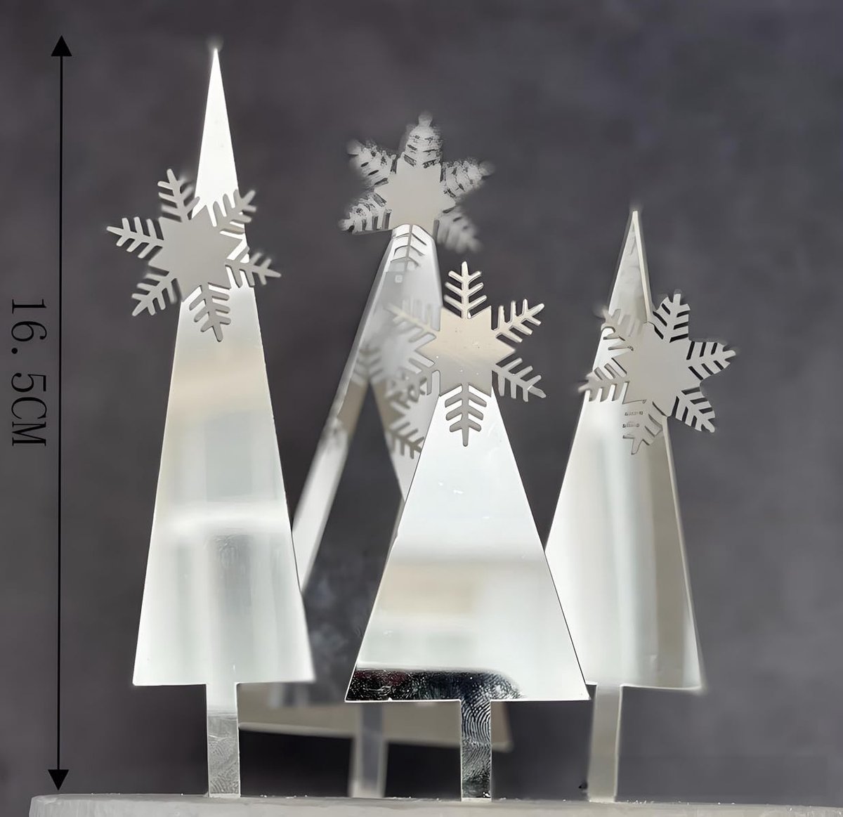 Glitter Cake Decorating Toppers - 4 Zilveren Bomen & 4 Witte Sneeuwvlok A505