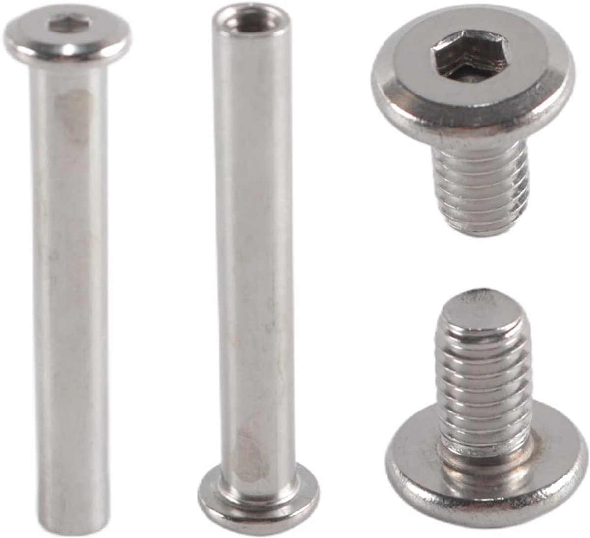Sets verbindingsschroeven M6x55 meubelverbinders roestvrijstalen kastvergrendelingshulsschroeven met M6x10 schroef (M6x55 x staafdiameter 8 mm)