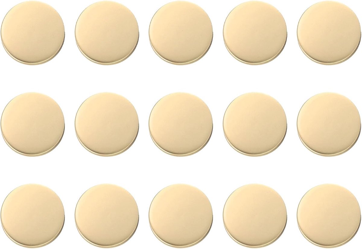 Knopen, 15 mm glanzend oppervlak, ronde oogknopen, knutselknopen, reserveknopen, buttons voor doe-het-zelf mannen, vrouwen, pak, wollen jas, hemd, broek, mat goud