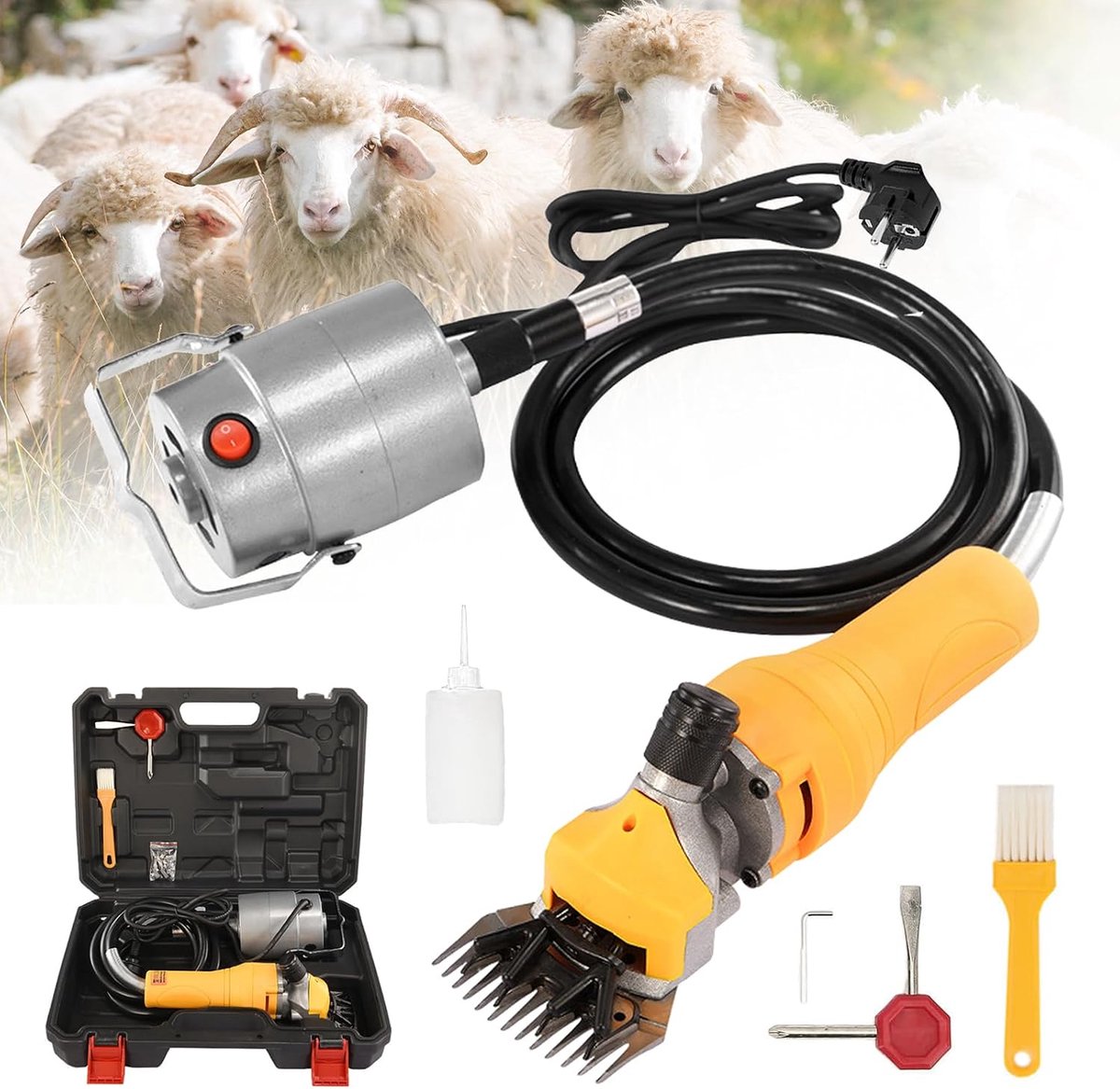 Schapenscheermachine, 1000W Elektrische Schapenherder Scheermachine voor Paarden met hoge vermogen motor en 2,8m netsnoer 13 tanden 2400r/min Schapenscheermachine voor schapen, geiten, paarden