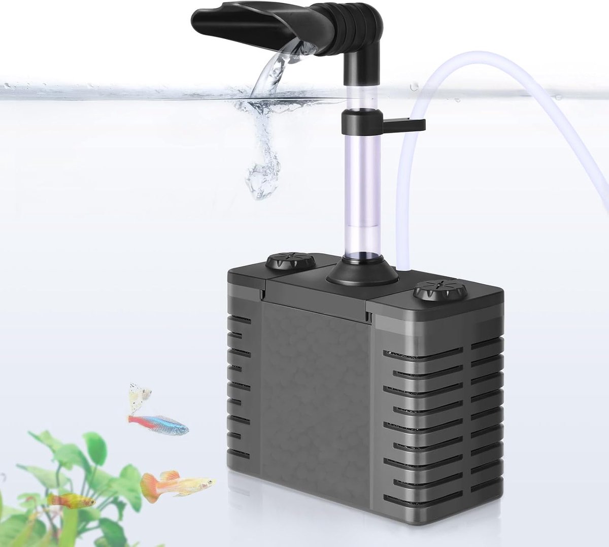 Aquariumsponsfilter, duikfilter voor vistanks met biochemische spons en keramische ballen