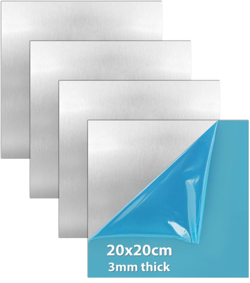 Aluminium plaat 3 mm - 200 mm x 200 mm (20 cm x 20 cm) - 4 stuks