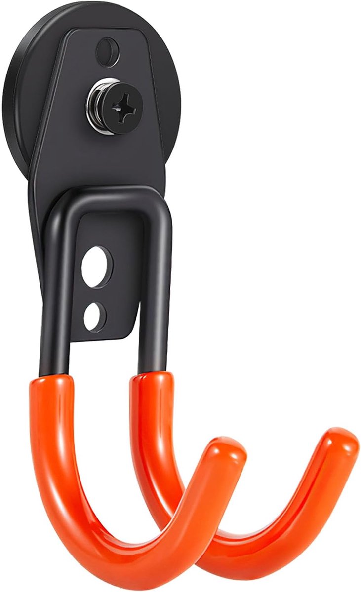 Haken, wandhaak voor garage, geen boren nodig, met 70 mm rubberen magneten, zware belasting, dubbele haak voor ladders, stoel, slang, fietsen, elektrisch gereedschap