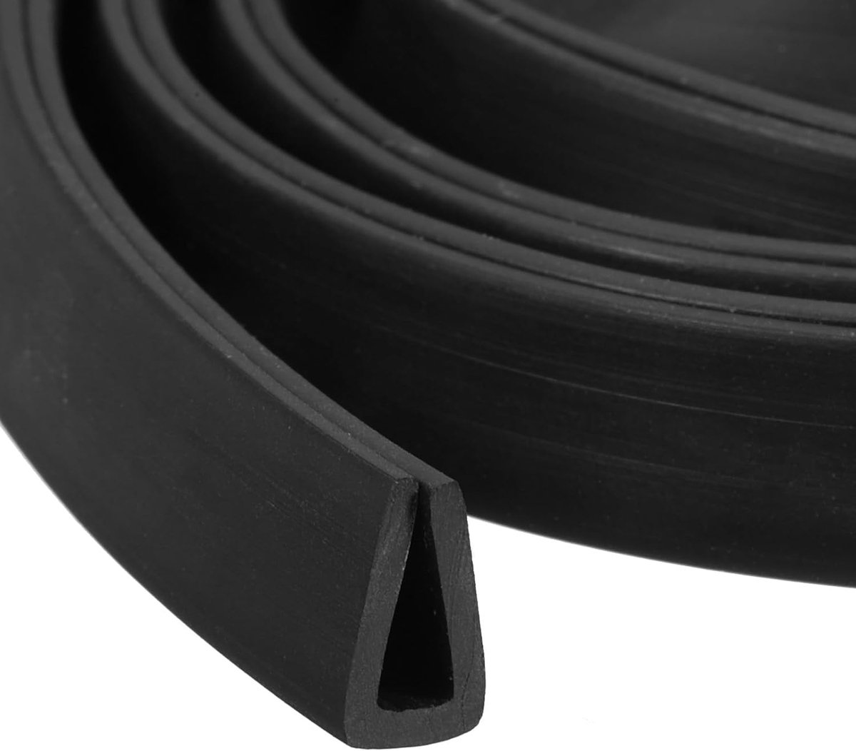 U-profiel, lengte 6 m, rubberen afdichting, platte rand, voor 4 mm rand, (11/32 inch L x 7/16 inch H), zwart