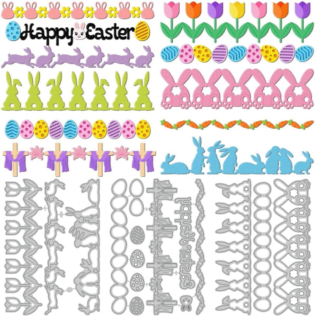 elementen rand metalen stansvormen konijn wortel kaartknutselen stansvormen van koolstofstaal eieren tulp scrapbooking embossing sjabloon voor fotoalbumdecoratie