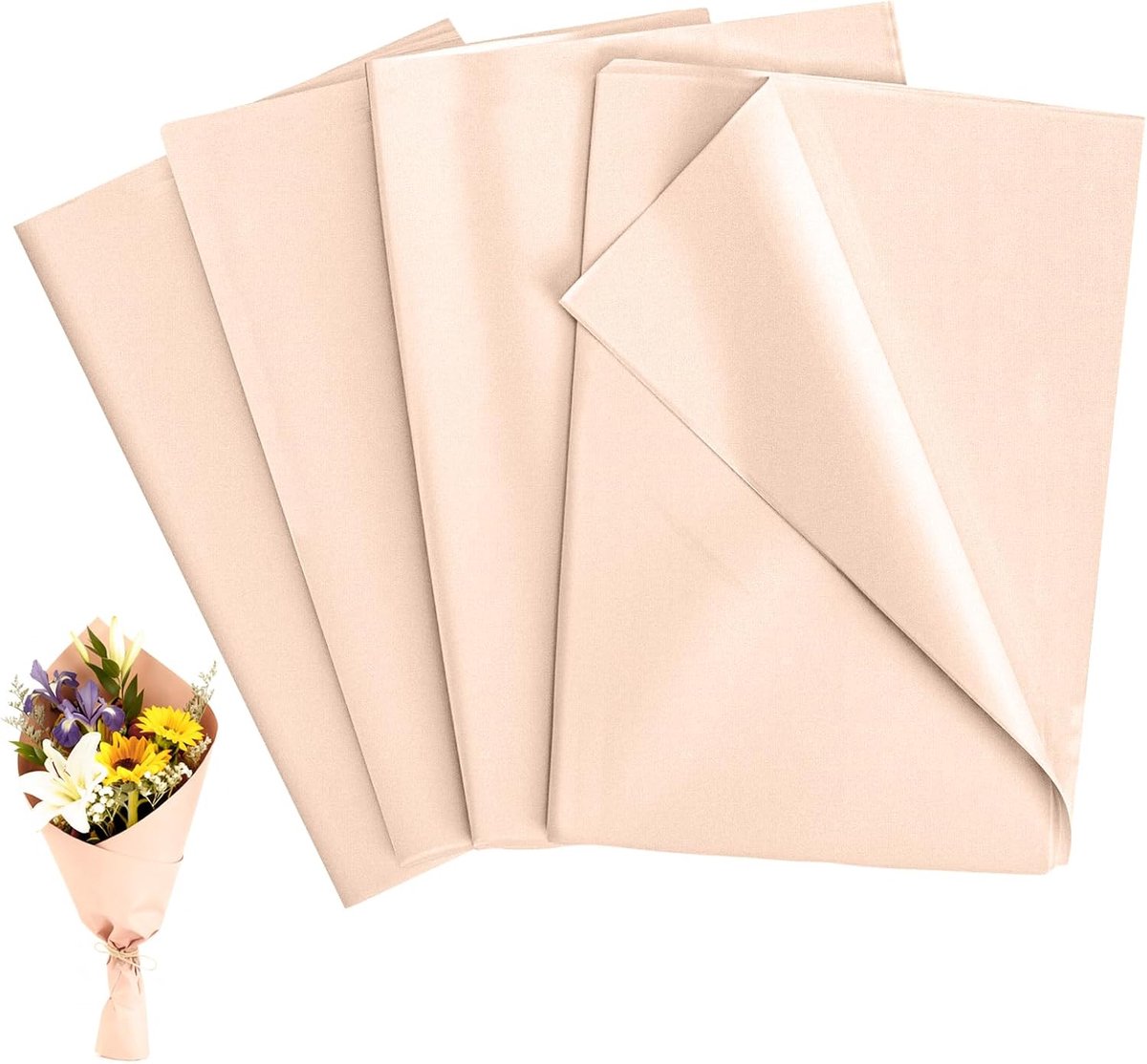Zijdepapier, 50 x 70 cm, zijdepapier om te vullen, bloemen, bruiloften, Kerstmis, knutselen, verjaardagen (champagne)