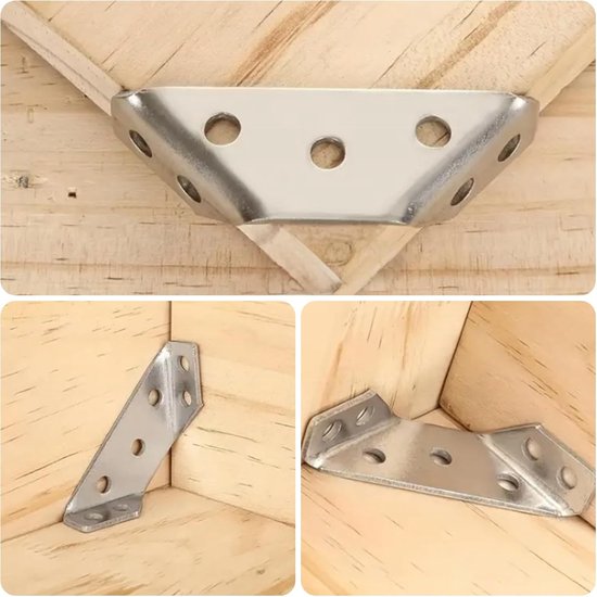 40 bevestigingsbeugels van roestvrij staal met 240 schroeven, 6,2 x 2,1 x 1,2 cm, verbindingshoeken voor meubels, planken, knutselprojecten — afbeelding 4