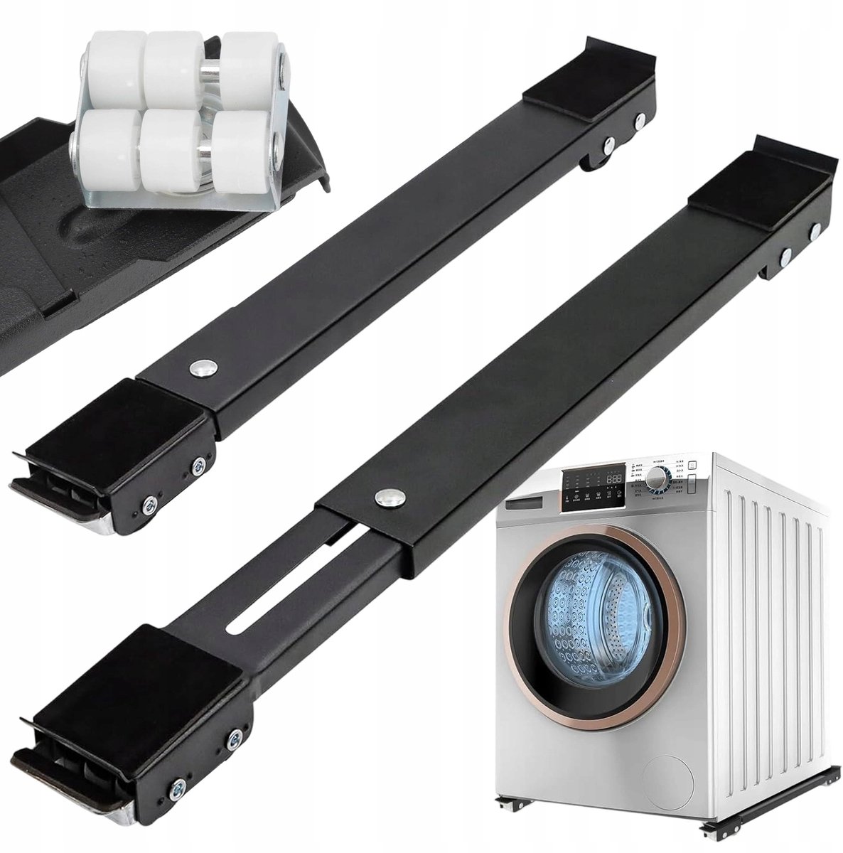 Meubelroller - Draagbare Verhuiswielen - Wasmachine Verhoger - Transporthulp - 43-70 cm - 300kg - 24 Wielen - Rem - Voor Wasmachine & Koelkast & Apparaten - Vochtbestendig