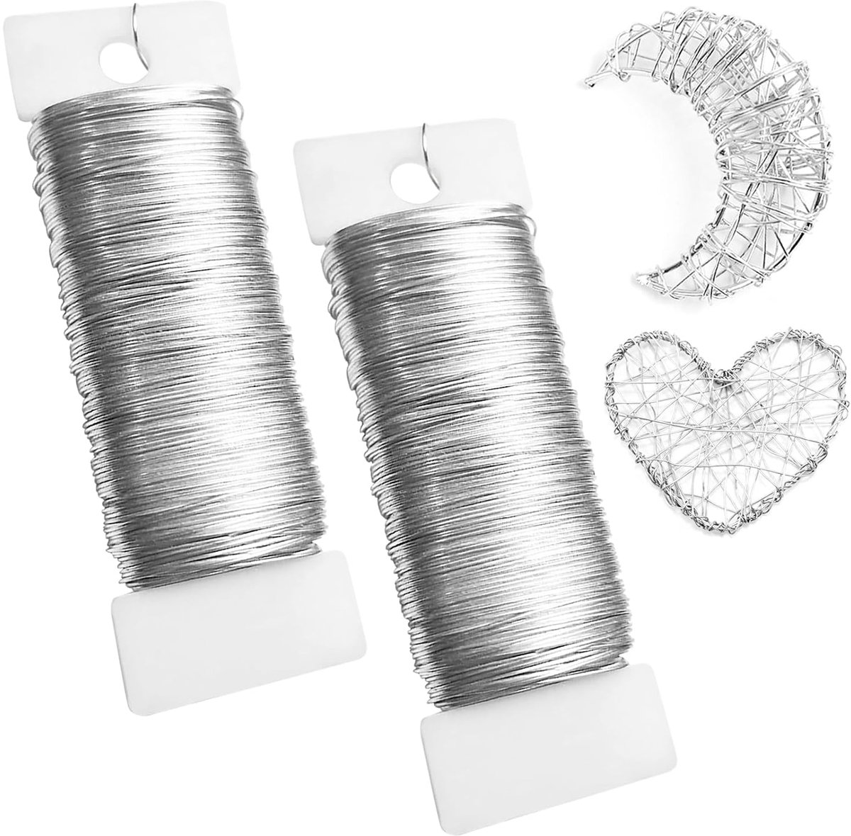 Draad, dun, 0,3 mm x 50 m, zilver, sieradendraad en bloemistendraad voor modelbouw, kerstdecoratie en parelbewerking (bouillondraad, zilverdraad om te knutselen)