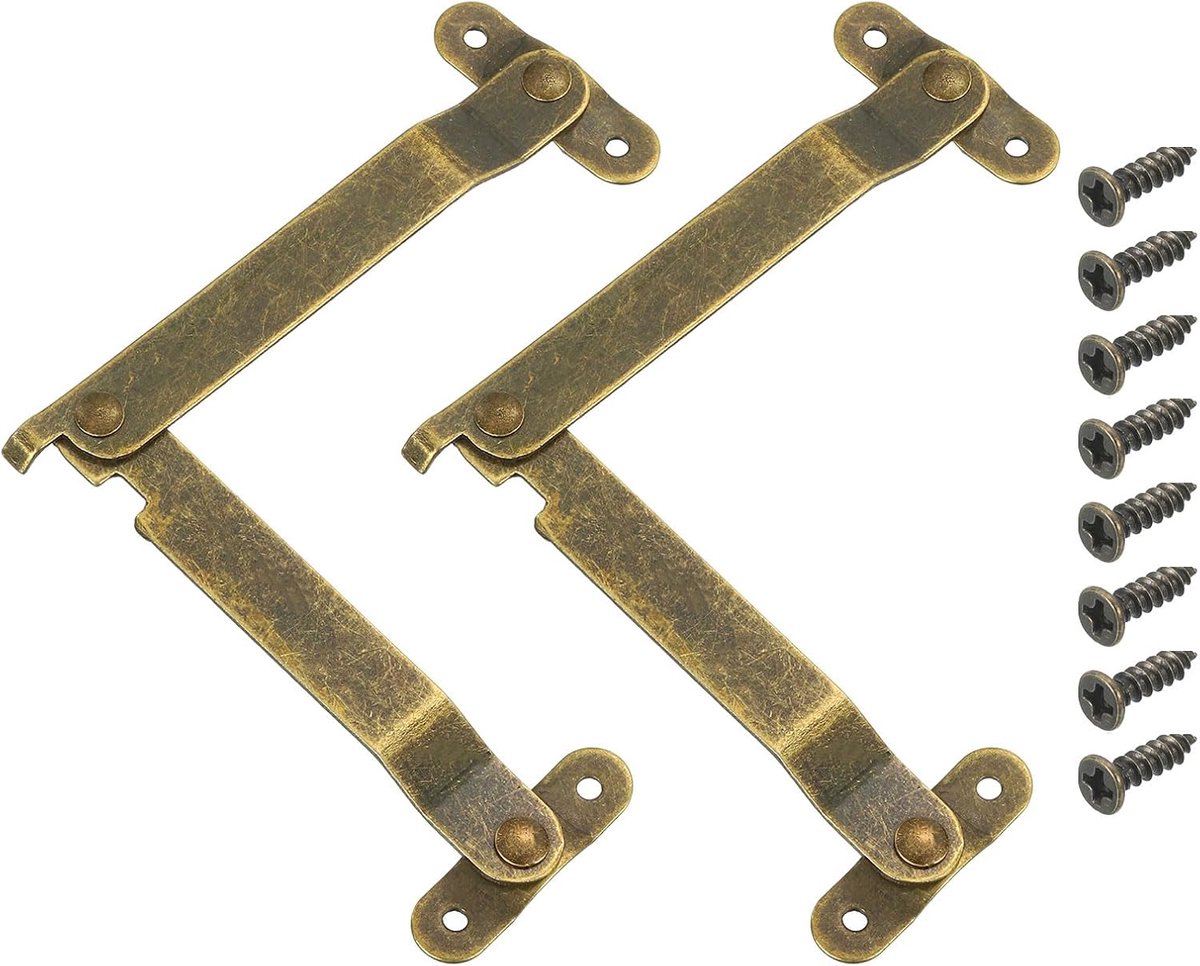 Scharnieren, hefdekselscharnieren, 180 graden draaibare metalen retro-scharnieren met schroeven voor houten kisten, boxen, vitrines, kisten, brons