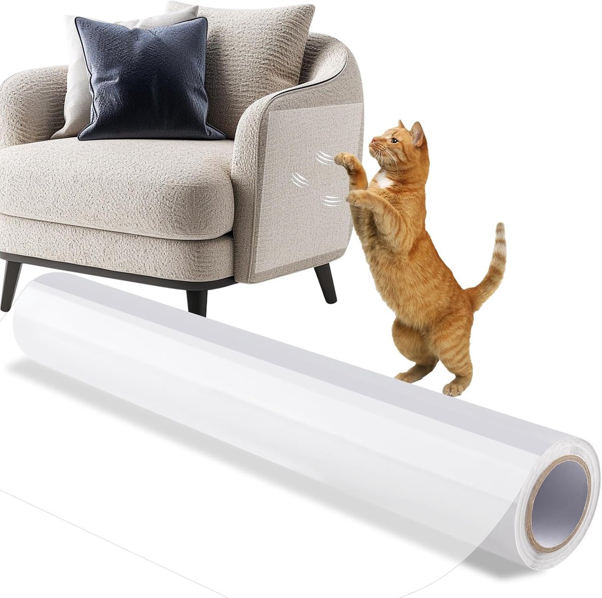 Krasbescherming voor bank, kat, 500 cm x 40 cm, krasbescherming, zelfklevend, transparant, anti-krasfolie voor katten, geschikt voor meubels, bank, deur, muur, krasafweer