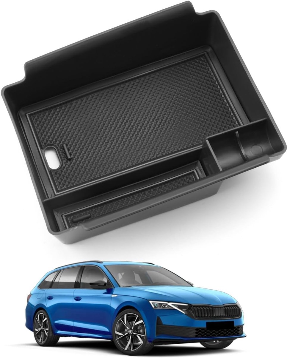 Opbergvak in de middenconsole voor Skoda Octavia 4 2020-2023 2024 2025, opbergruimte in de armleuning, met antislip bodemkussen, nieuwe verbeterde perfecte opbergruimte