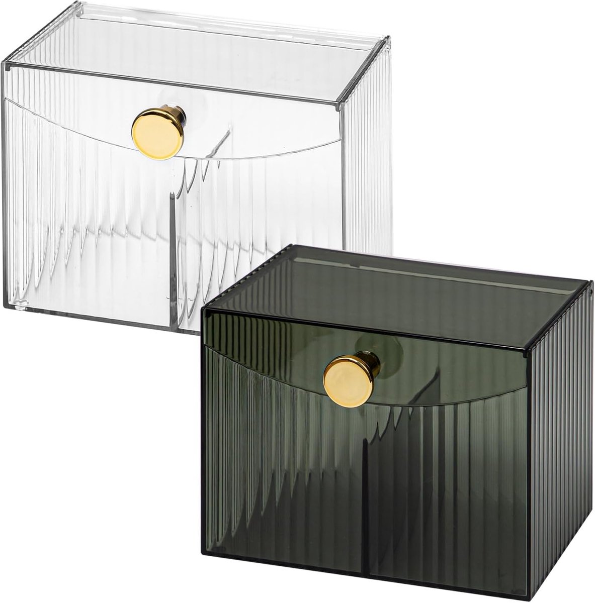 2 stuks wattenstaafjeshouders met deksel, wattenstaafjesdispenser voor badkamer, wattenstaafjeshouder, transparante acryl houder voor wattenstaafjes, wattenschijfjes en cosmetica