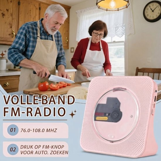 Lìon® CD Speler Draagbare - CD Speler - Draagbare Bluetooth CD Speler - Roze - 19cm x 7cm x 19cm van lion — afbeelding 3