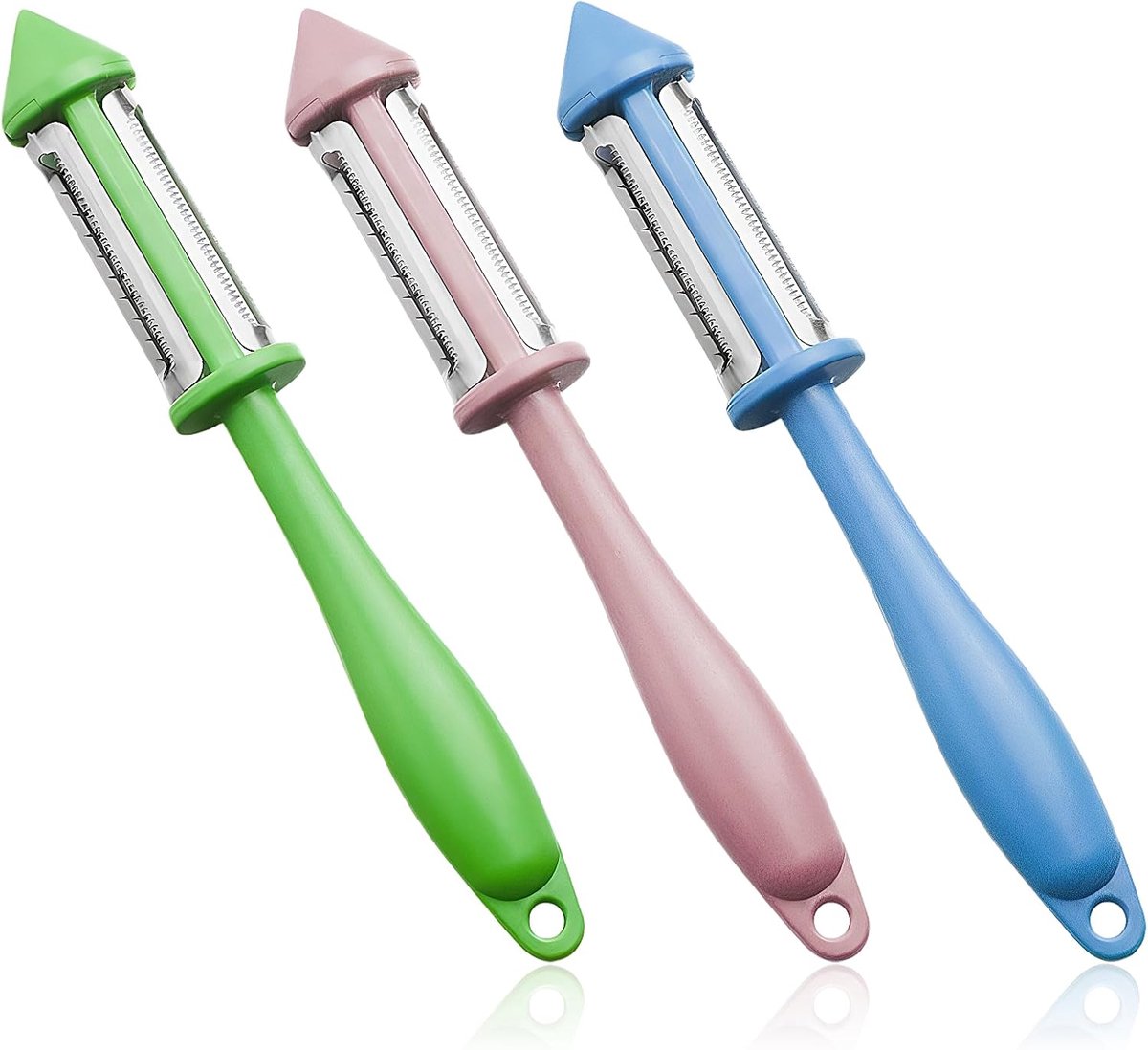 3-delige aardappelschiller set, ultrascherpe groenteschiller met ergonomisch ontwerp voor efficiënt schillen, snijden en versnipperen, perfect voor thuiskeukens