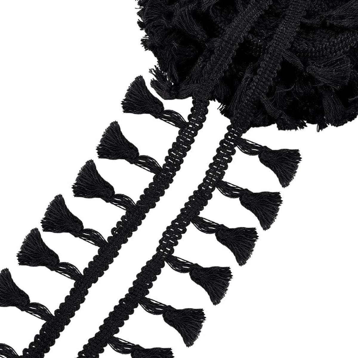 PandaHall 10,9 Yards Kwastje Fringe Trim, 1-3/4 "Zwart Kwastje Trim Lint Katoen Kant Naaien Kant Stof Trim Gevlochten Kant Lint Crafting Kant voor Gordijn Jurk Kleding Home Decor DIY Ambachten