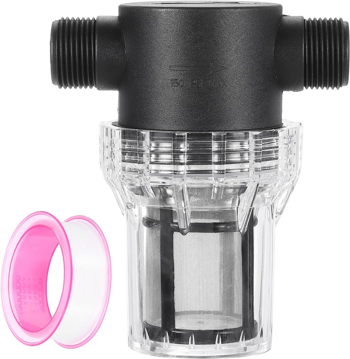Drukreiniger-filter 3/4" NPT-vrouwelijke schroefdraad, inline maasfilter-aanbouwapparaat, uitlaat voor buisfilter, roestvrijstalen zeef met afdichtband (maat: 80 mazen)