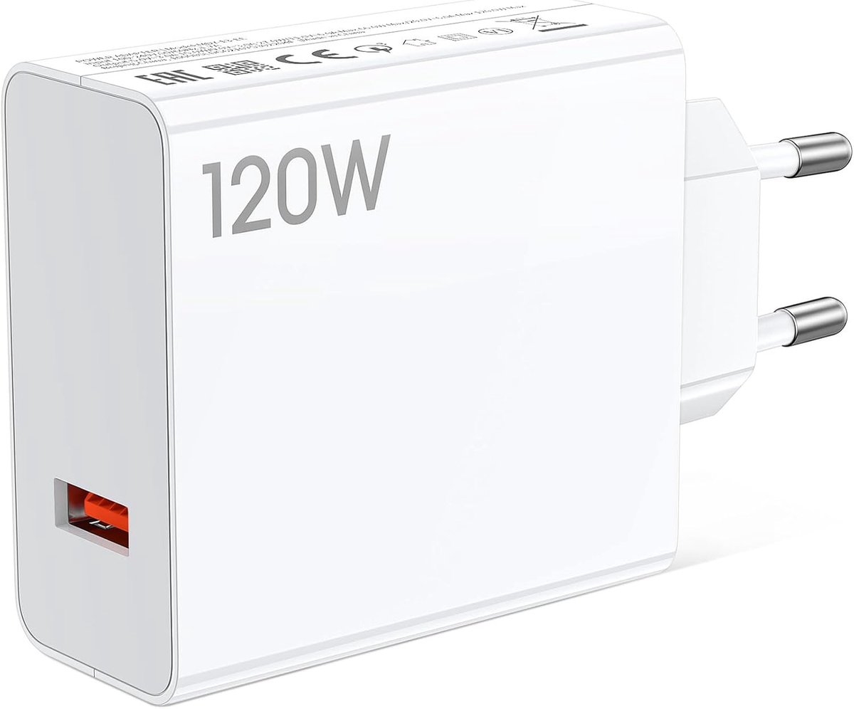 120 W voor Xiaomi Redmi Note 14 Pro+ 13 Pro+ 12 5G | oplaadadapter 120 W snellading stekker voor Xiaomi 14T 13T Poco F7 Ultra Black Shark 5 4, Solo oplader