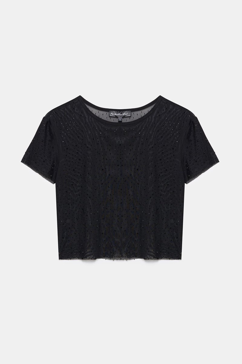 T-shirt sans manches orné de pierres