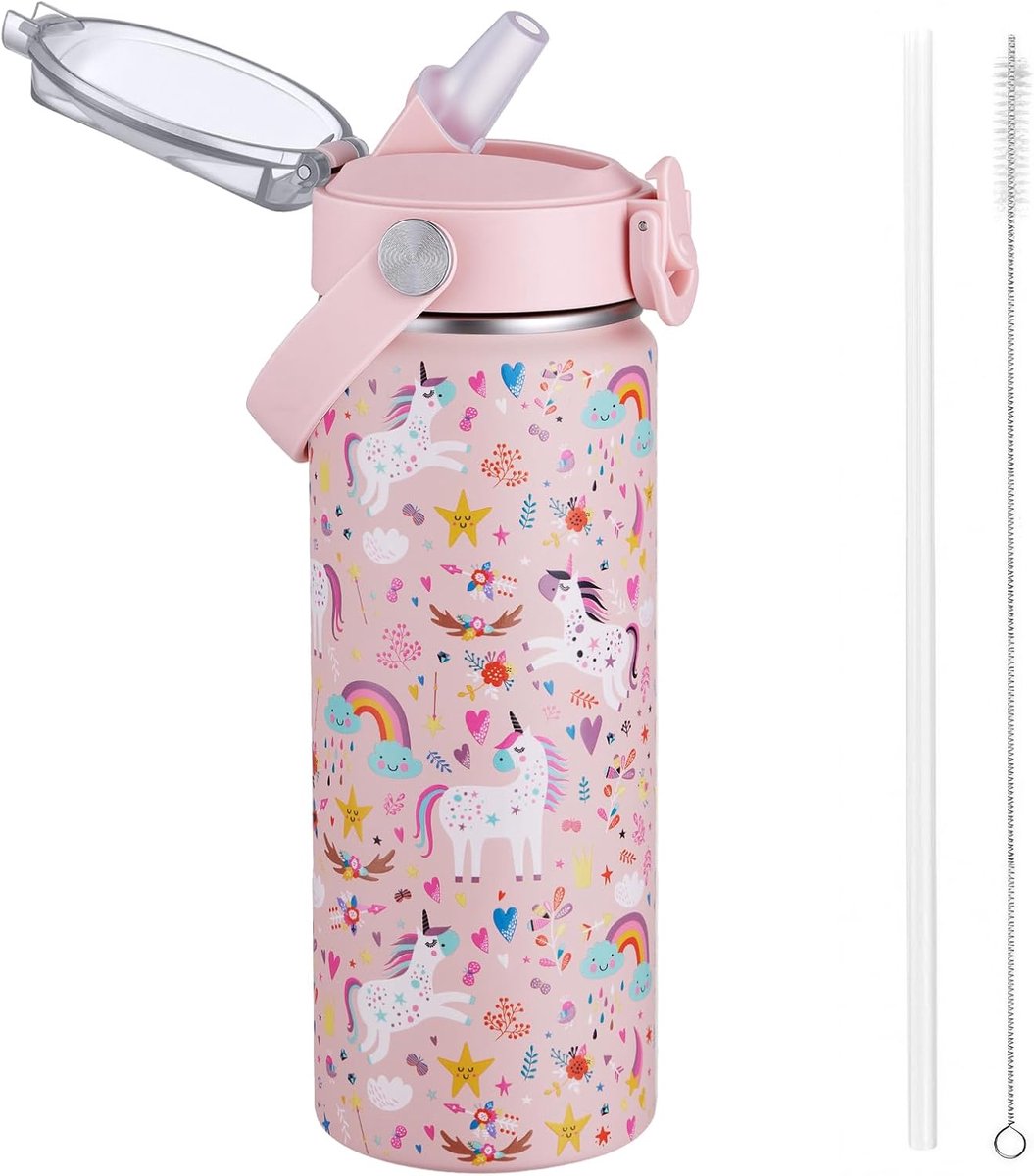 drinkfles voor kinderen - Thermo roestvrijstalen waterfles - lekvrij - vederlicht - BPA-vrij - fles voor school, kleuterschool - 550 ml | Lekvrij, vederlicht, BPA-vrij, voor school, kleuterschool