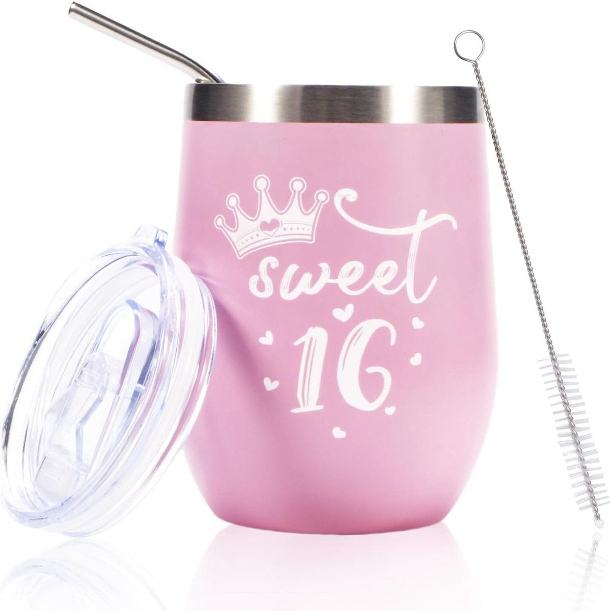 Sweet 16 Cadeaus voor meisjes - 16e verjaardag mok geschenken meisje, beker met rietje en deksel gepersonaliseerde mok, Sweet Sixteen 16 jaar oud meisje cadeau voor beste vriendin, zus, dochter