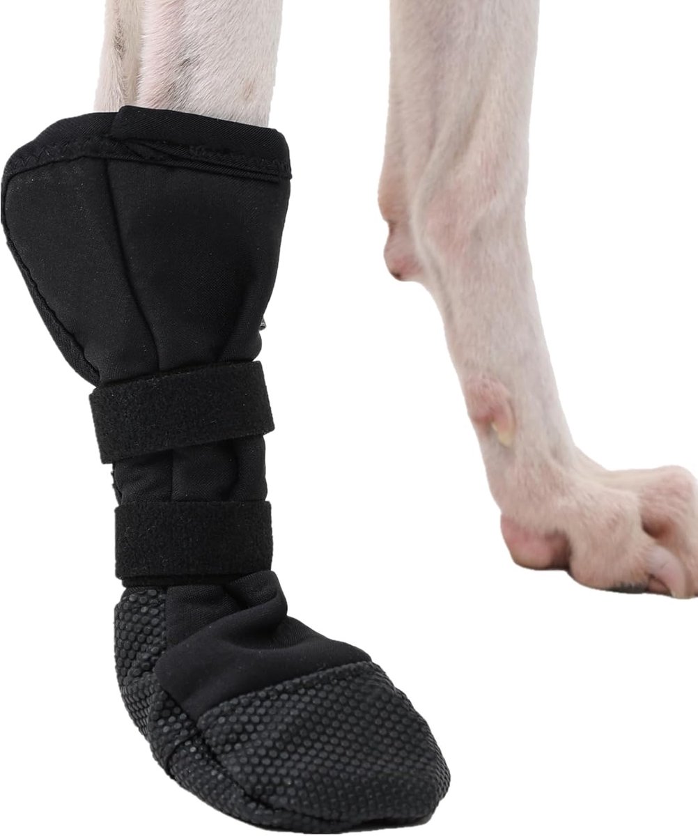 Hondenlaars voor pootletsel en wondbescherming - waterdichte ademende schoen voor bandages, modderige wandelingen en regen - antislipzool, ideaal voor honden (enkele laars) (zwart, M)