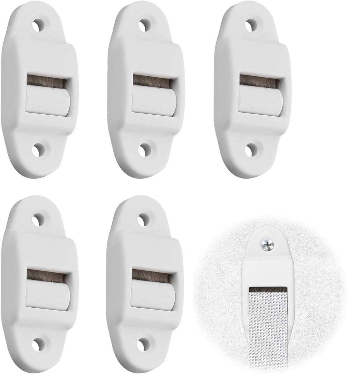 5 x mini-rolluikriem, geleiderail tot 14 mm breedte | Rolluik, 14 mm, geleiding, met borstelafdichting en geleidingsrol, gatafstand 40 mm, wit