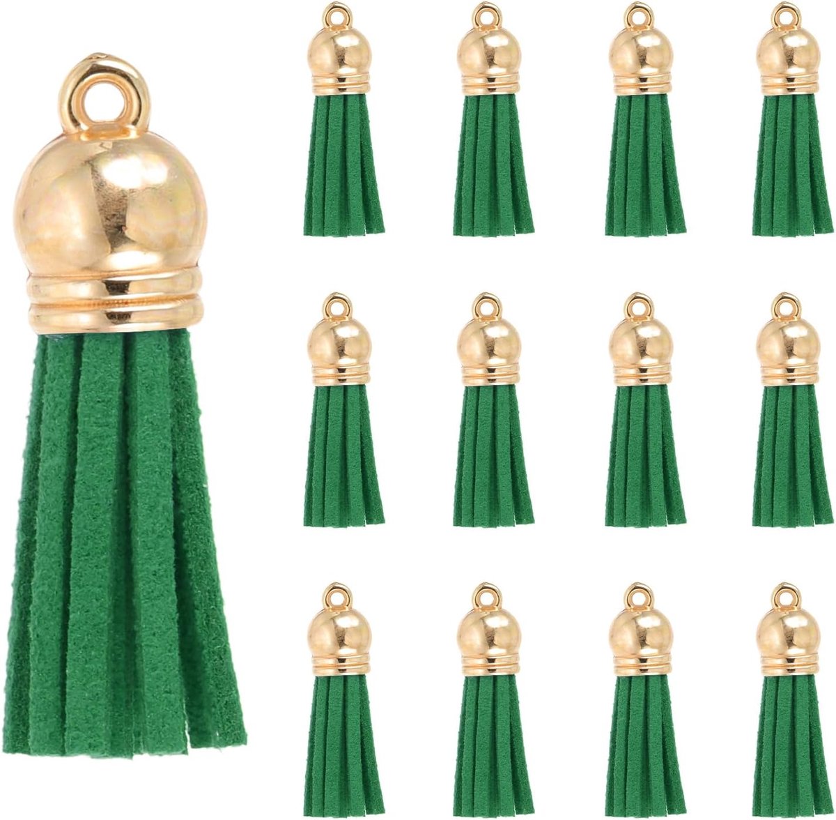 Kwastjes, 30 stuks kunstleer suède kwastje sleutelhanger charme bulk met gouden dop voor doe-het-zelf ambachtelijke decor handtassen armbanden sieraden maken sleutelhanger
