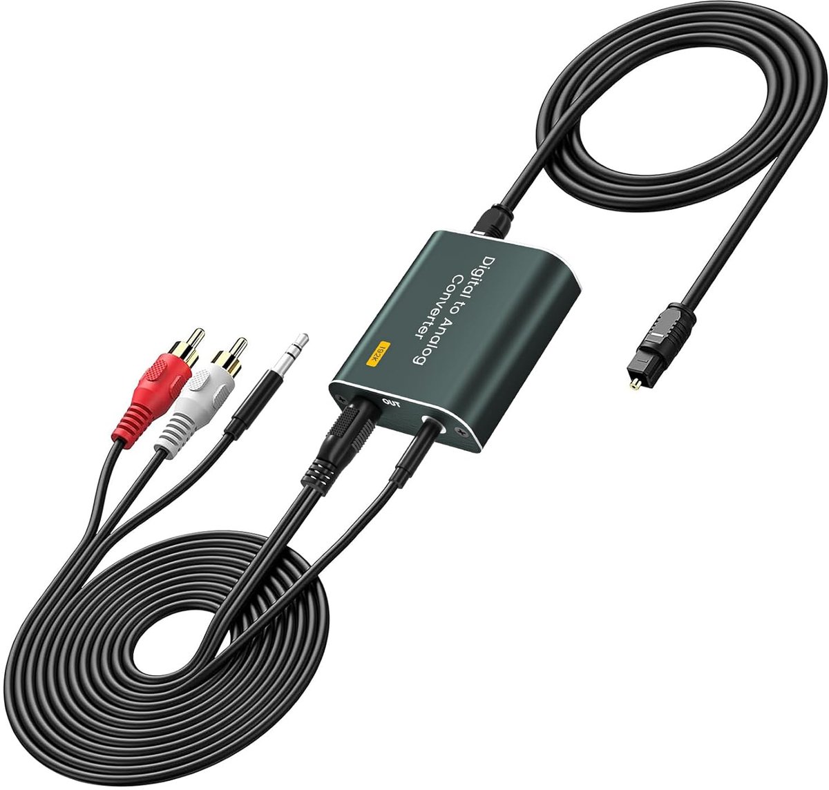 192kHz DA-converter, digitale analoge converter audio ondersteunt digitaal optisch naar dubbele 3,5 mm jackuitgang, optische naar AUX RCA-adapter met dubbele 3,5 mm jackaansluitingen