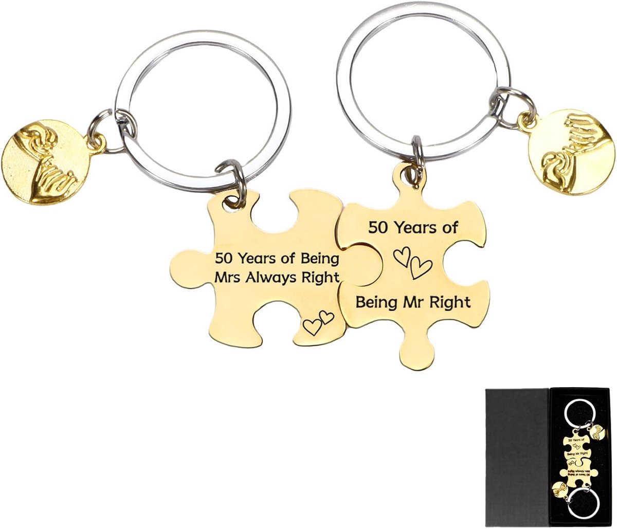 puzzel sleutelhanger unieke huwelijksgeschenken, jubileumgeschenken voor koppels vrouw echtgenoot, verjaardagscadeau voor hem en haar