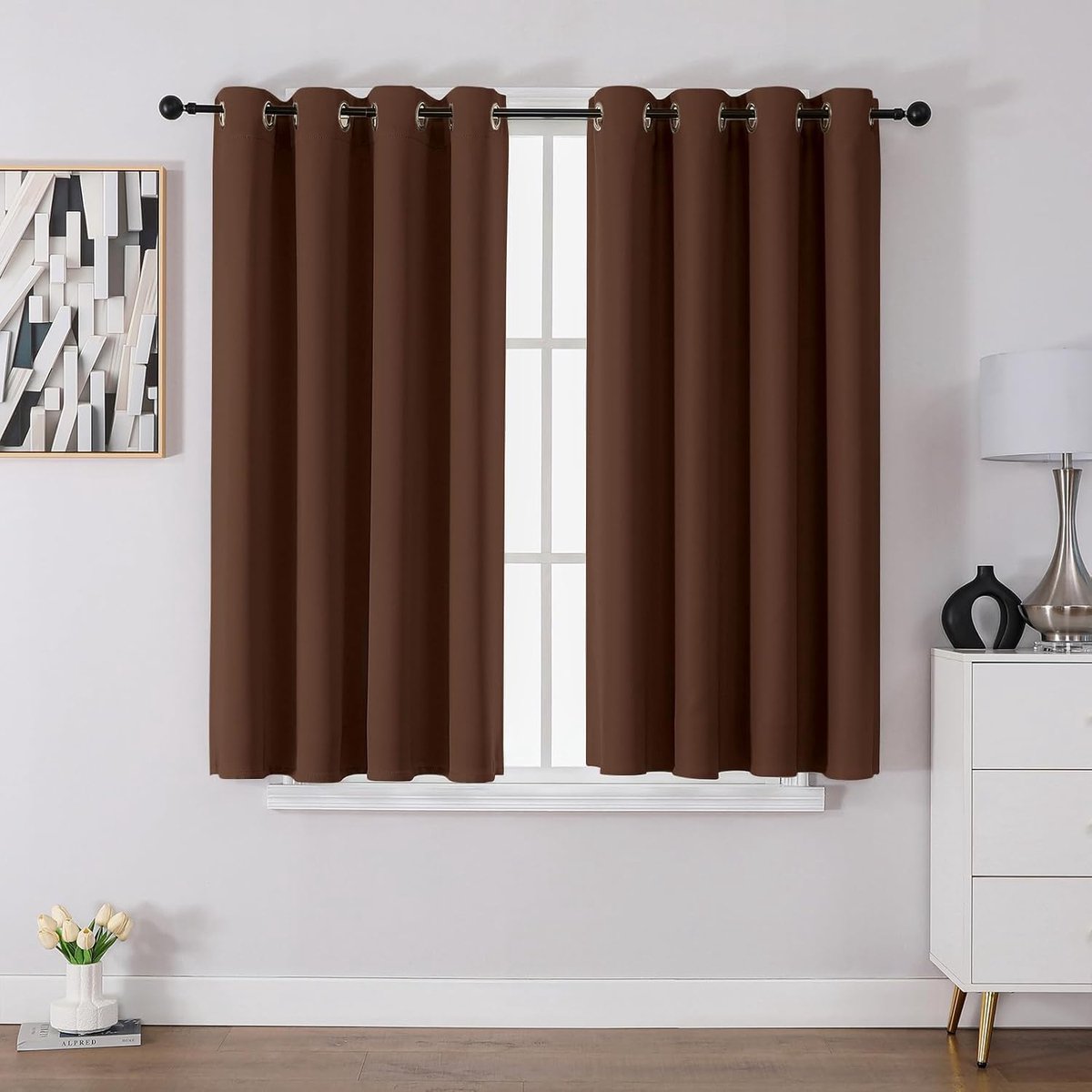 Ondoorzichtige gordijnen gordijnen met oogjes verduisteringsgordijn beige QJDEGD861-132137-BRN