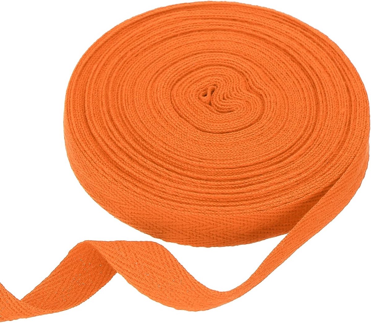 Katoenen keperband 15 mm x 10 meter visgraaten weefselband rol biaisband voor doe-het-zelf knutselen naaien geschenkverpakking oranje