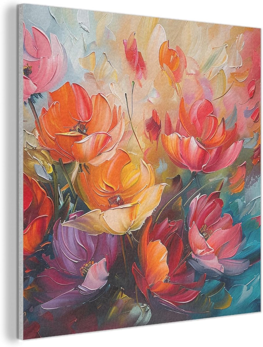 Vilten Wanddecoratie 80x80 cm Kamer Decoratie Woonkamer Slaapkamer Room Decor Wanddeco Felt Wall Art Bloemen - Kleurrijk - Verf - Abstract - Kunst