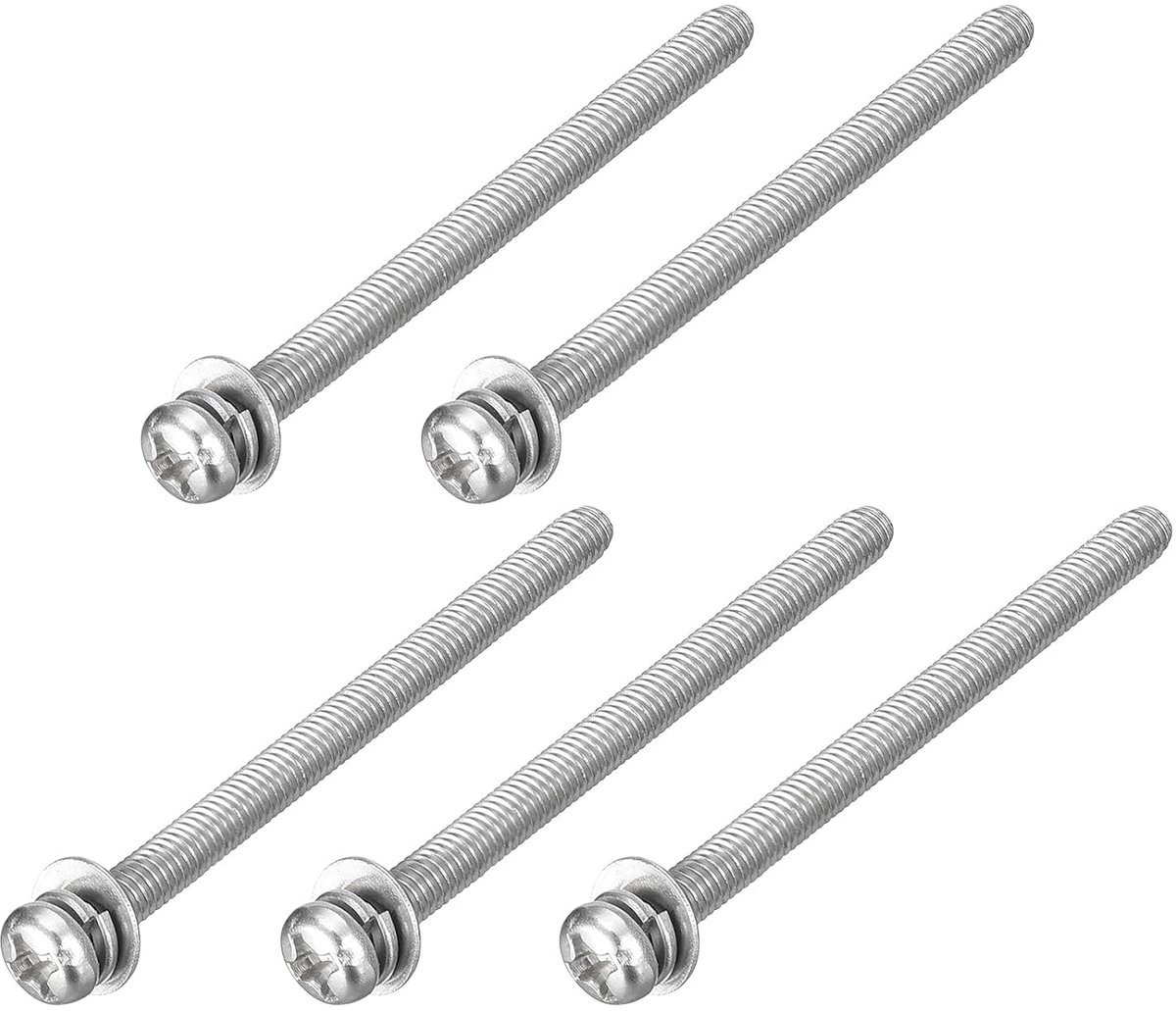 M3 x 40 mm 304 roestvrij staal Phillips Pan Head machineschroeven bouten gecombineerd met veerring en sluitringen 5 stuks