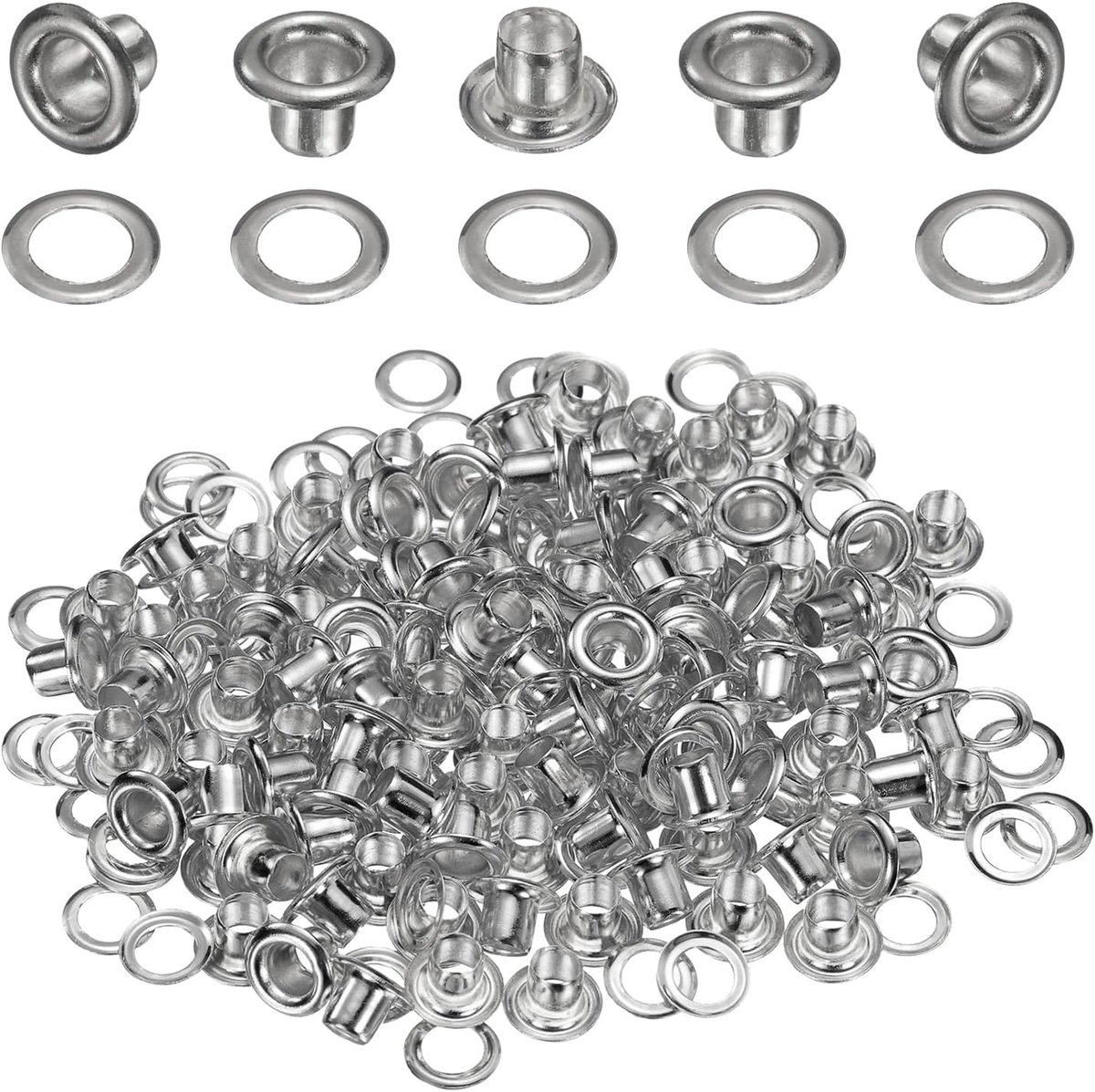 50 stuks inslagringen, 3 mm binnendiameter, messing ogen, metalen ogen, roestvrij, zeilringen, kit met sluitringen, ogen voor banners, leer, schoenen, handtassen, gordijnen, knutselen