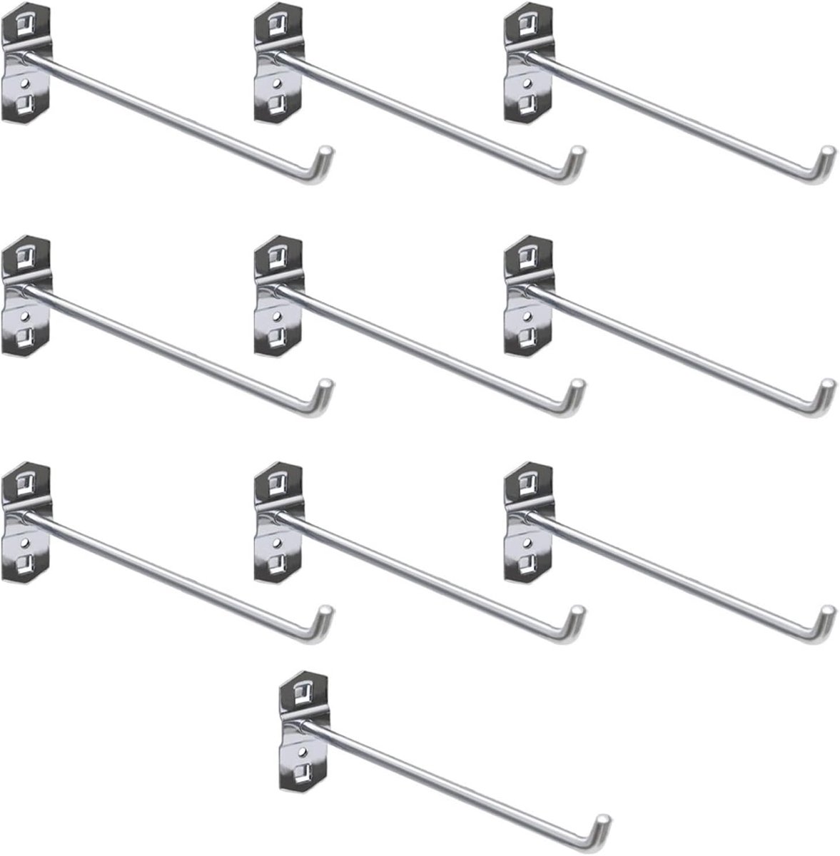 10-pack supermarkt plankrek haak, heavy duty vierkant gat plaat haak, metalen display plank haak voor supermarkt garage detailhandel (200mm)