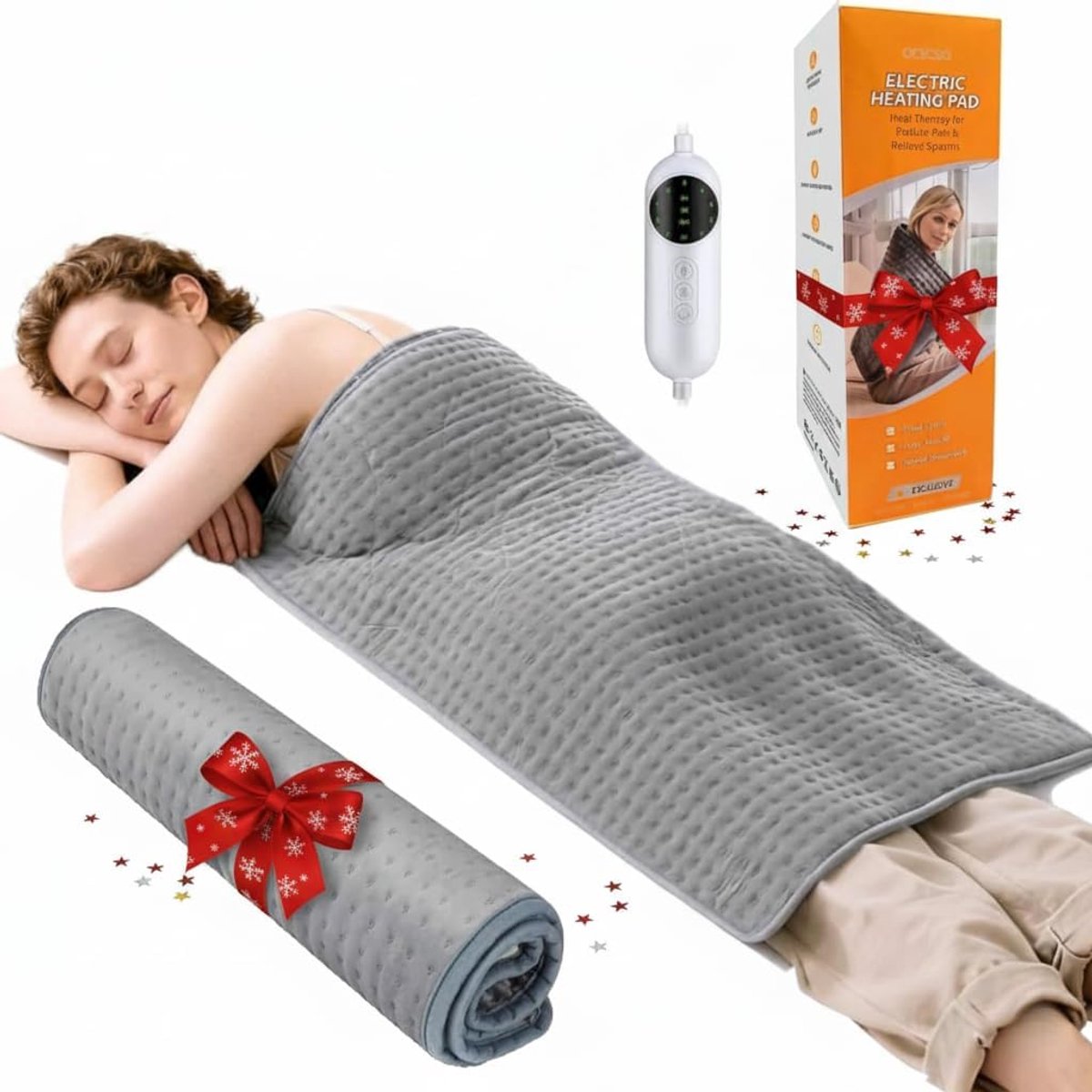 Extra Grote Verwarmingsmat 100 x 50 cm - XXL Elektrische Warmtemat - 10 Temperatuurstanden - Timerfunctie - Zachte Flanellen Warmtedeken - Rug Schouder Nek Been Warmtepad - Snelle Opwarming - Automatische Uitschakeling - Wasbaar