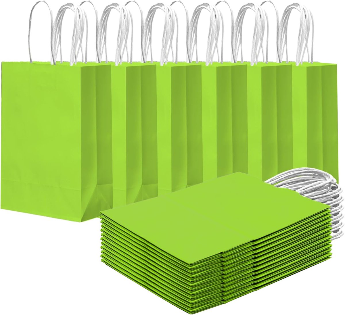 Cadeautasjes met handgrepen, 24 stuks, 8,3 x 6 x 3 inch, cadeautasjes pruimgroen, tassen voor meerdere toepassingen (15 x 8 x 21 cm, klein formaat)