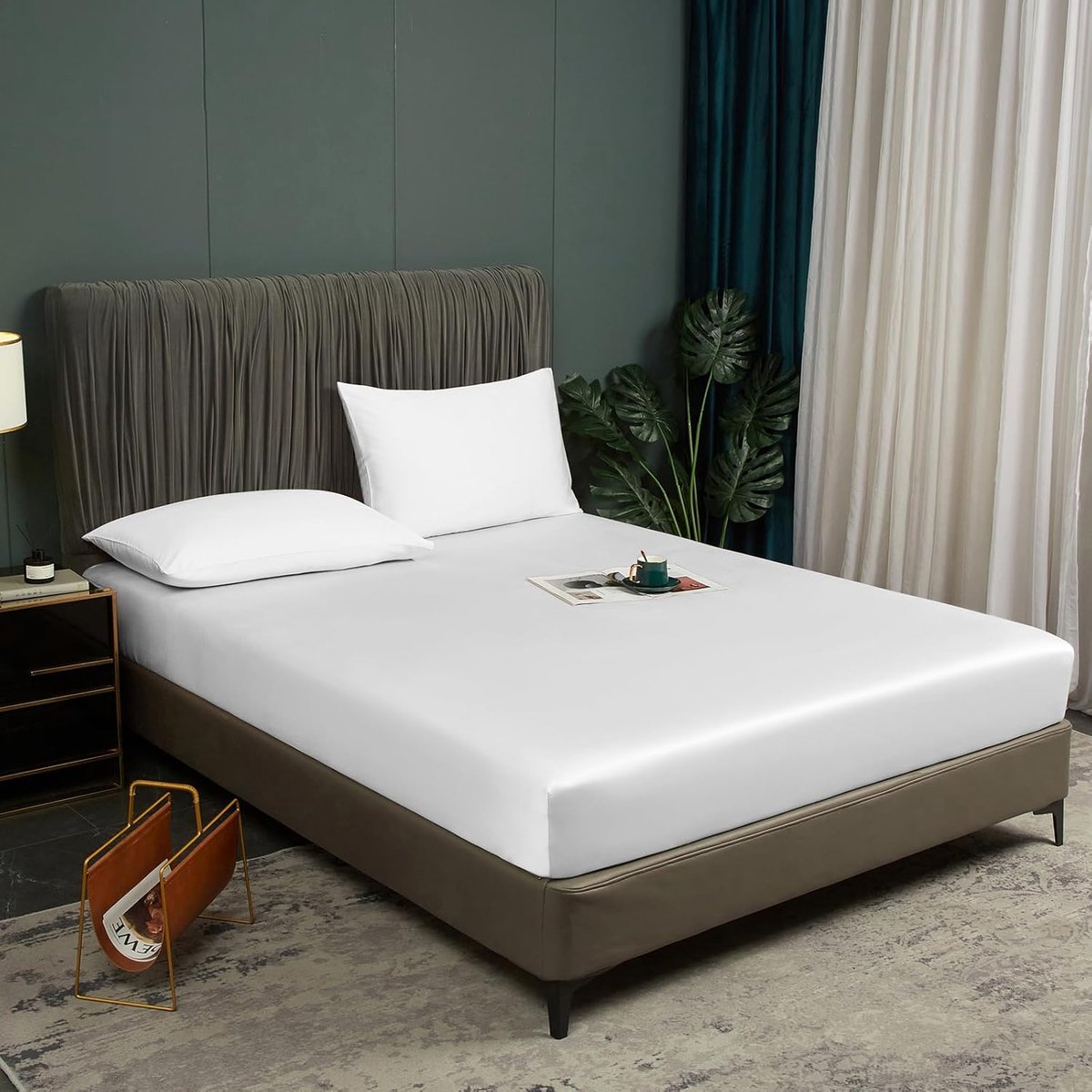 Hoekstof 140x200 cm Wit Antibacterieel Zacht Hoekstof Koelende 100% Bamboe Hoekstof Set Hypoallergeen Boxspringbed Bedlaken voor Hoge Matras tot 25-30 cm