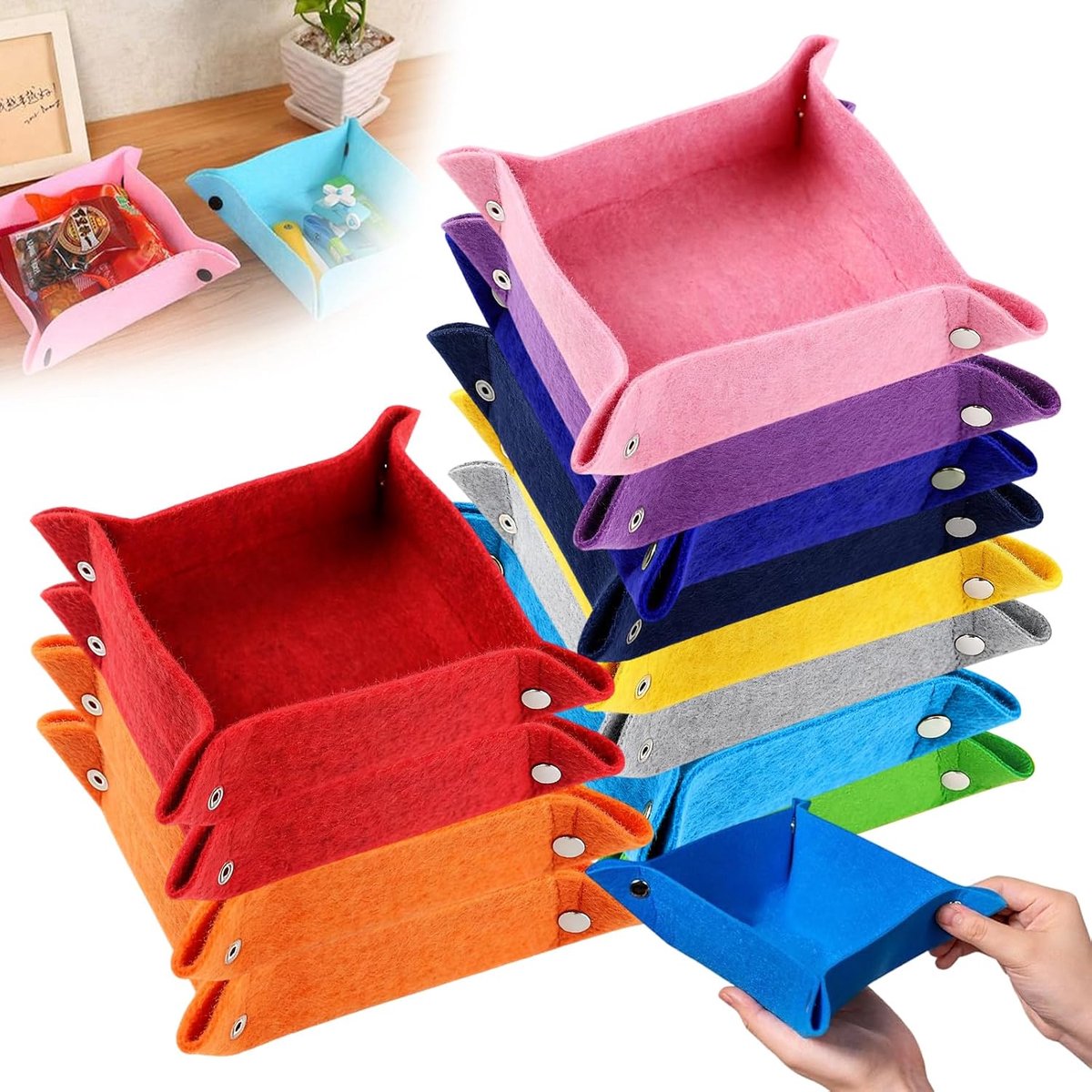 Puzzelaccessoires, stapelbare vilten schaal, draagbare sorteerschaal, vilten schalen met drukknopen, sorteerschalen voor maximaal 500-2500 kleuren
