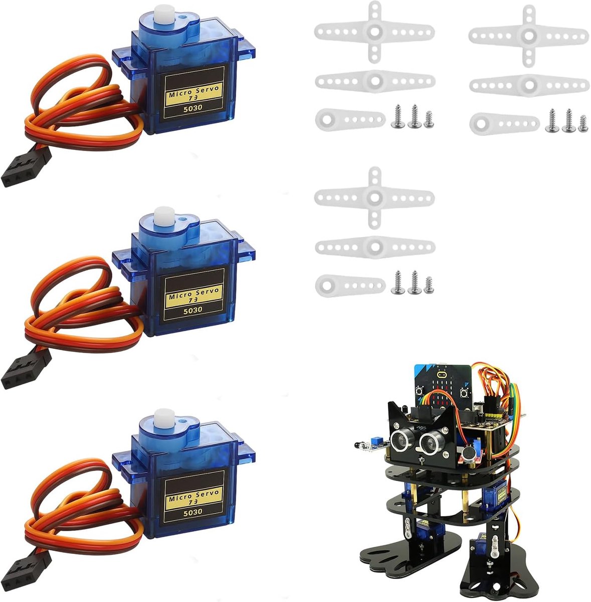 3 stuks 9G Servo Motor Micro, SG90 Servo voor Arduino, mini-servo's voor RC-projecten, robotarm, helikopters, boten en voertuigbesturing met kabel, control hoek 180°, blauw