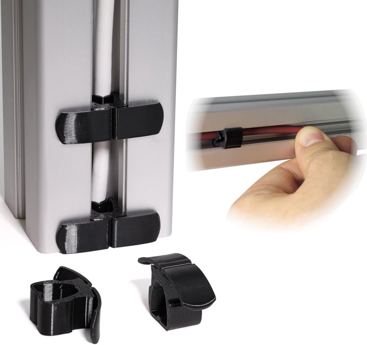 Klem voor kabelbevestiging, constructieprofiel, trekontlasting, snel inklikken voor slanghouder, clip voor aluminium profielen, trekontlasting (B-type moer 10 + verwijderingslussen, 25, stuks)