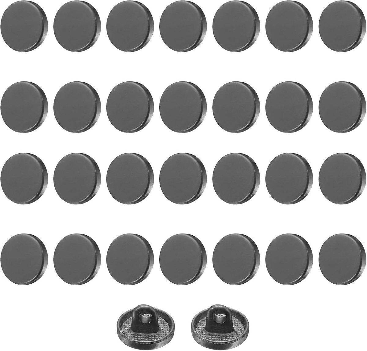 Knopen, 10 mm, metaal, platte buttons om aan te naaien, ronde knutselknopen voor kleding, broeken, mantels, jassen, blazer, hemd, pakken, decoreren handwerk, zelf maken, zwart