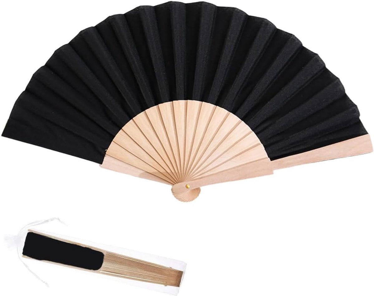 1 x opvouwbare waaiers, draagbare handwaaiers, klassieke zwarte waaier, Chinese stijl, opvouwbare ventilator voor bruiloft, feest, cadeau, prestaties, decoratie