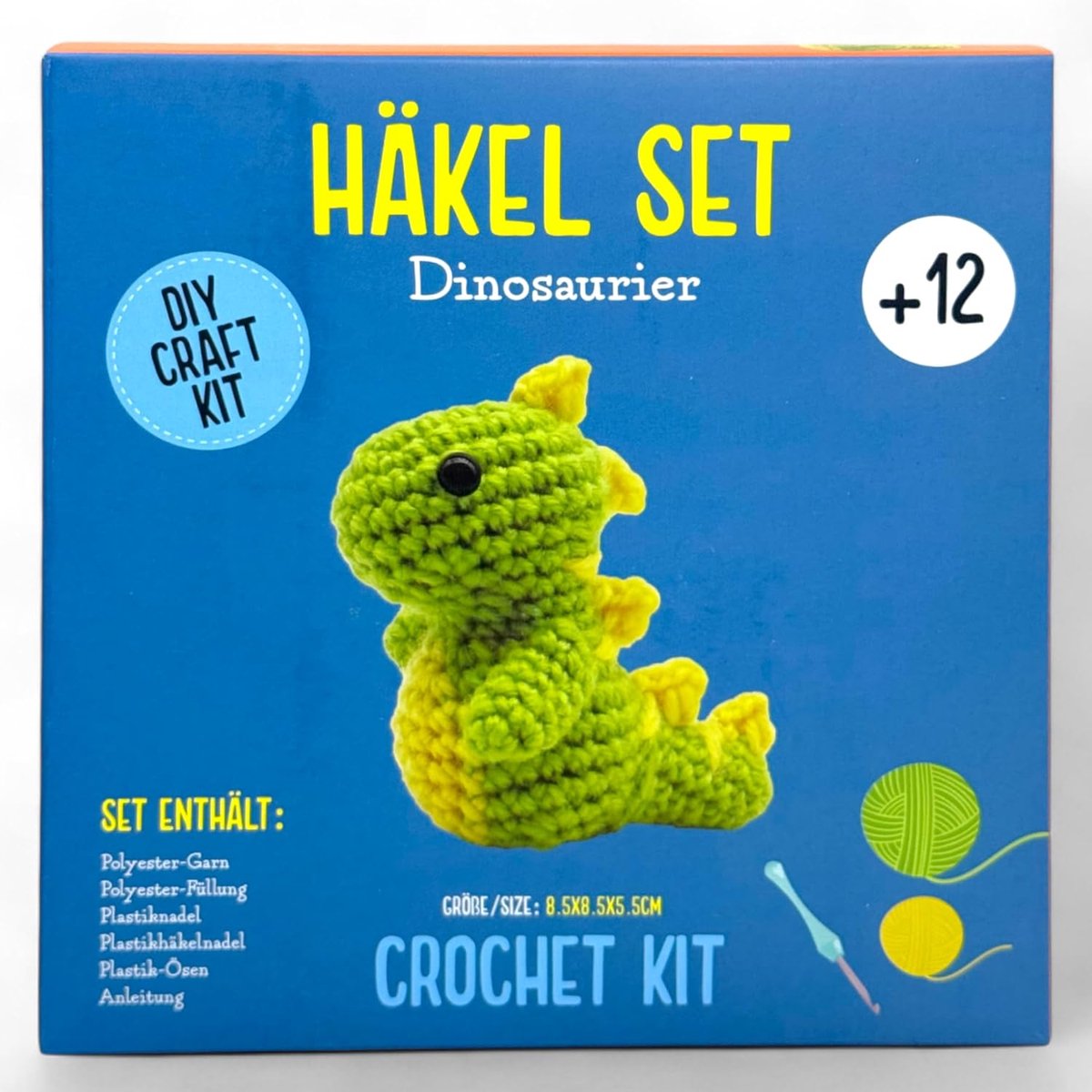 haakset dieren voor beginners & gevorderden – DIY Amigurumi haakset met instructies, wol, naalden & accessoires – haakpakket kinderen & volwassenen (Dinosaurus (9x5,5x8cm))